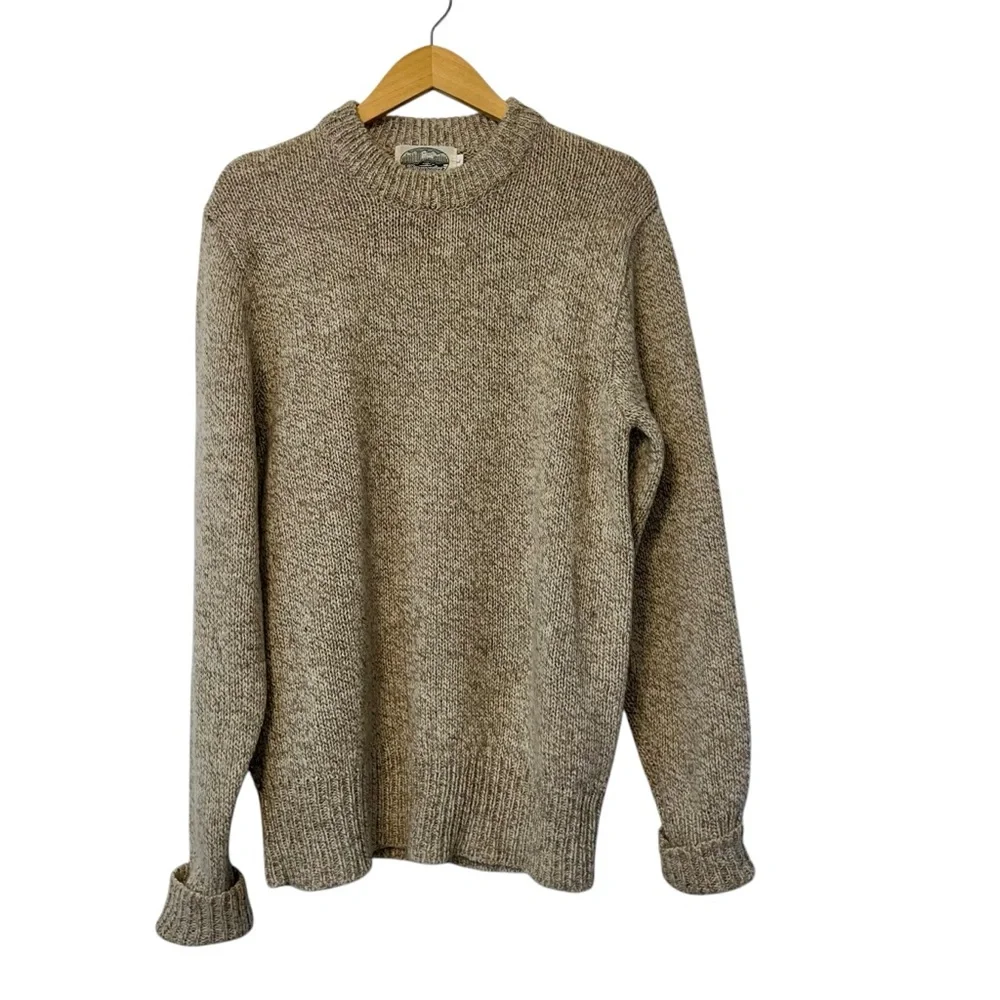 Vtg Britches Great Outdoors Sweater Mens‎ Large Oatmeal Wool Nylon Crew Neck